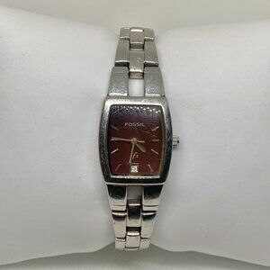 Fossil f2 women’s date watch stainless steel red dial 20mm up to 6.5” running